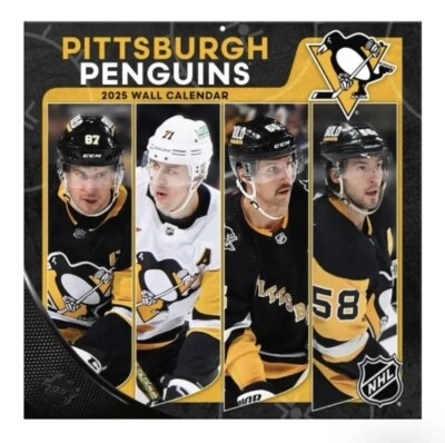 NUEVO Calendario de Pared Pittsburgh Penguins 2025, Hockey Oficial NHL 12 x 12 pulgadas Foto 1 de 4