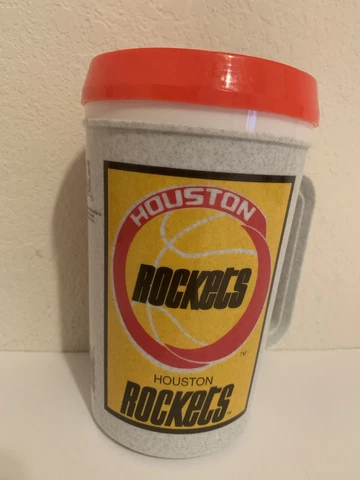 Vintage Houston Rockets NBA Basketball Souvenir Ice Cup Plastic Mug RARE Cover