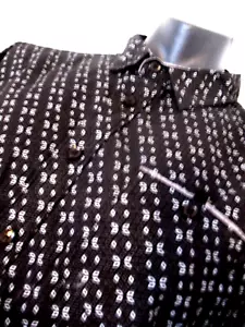 Level Ten Men's Shirt Large Short Sl Button, Black/White Patterned. - Picture 1 of 9