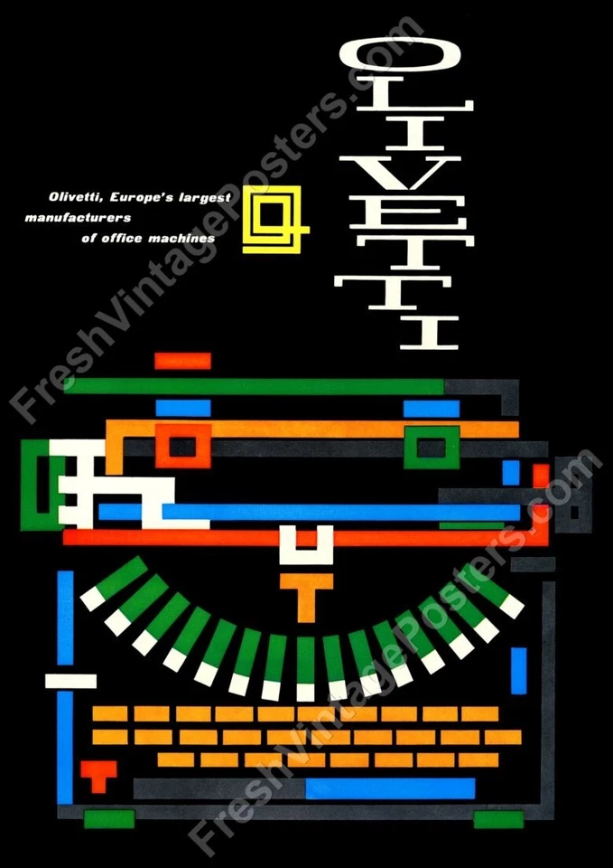 Olivetti typewriter modern 1960s graphic design NEW POSTER 18 x 24 - Image 1 of 1