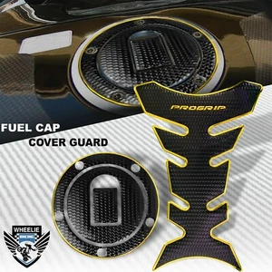 CHROME GOLD&BLACK PRO GRIP TANK PAD+GAS CAP COVER 04-05 NINJA ZX-10R/6R/9R/ZZR - Picture 1 of 9