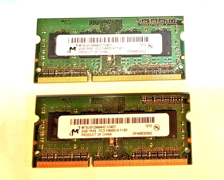 MICRON APPLE MACBOOK PRO 2009 2010 2011 4GB 2x2GB PC3-10600S DDR3 RAM MEMORY - Image 1 of 1