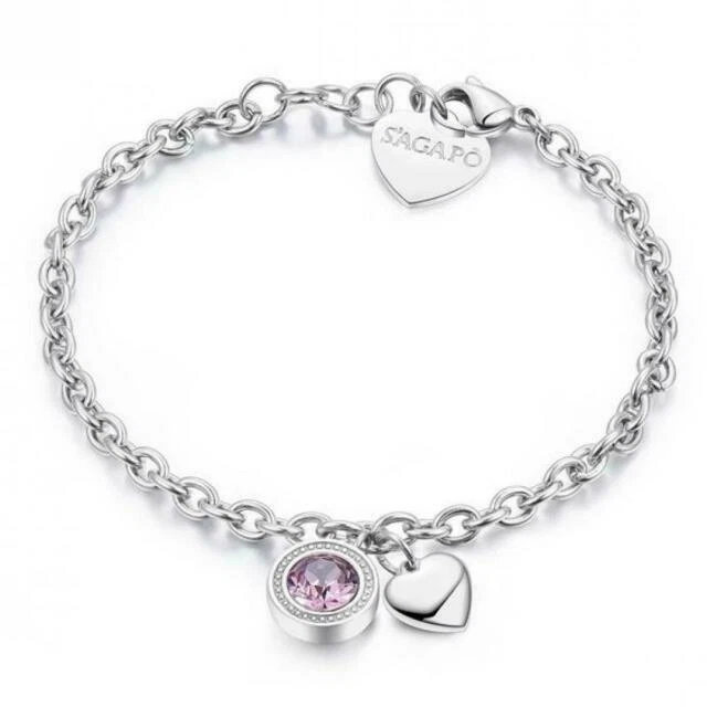 S’Agapõ LUCKY LIGHT Bracciale Cuore in Acciaio (SKT11)