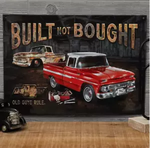 Insegna Metallo Camion Chevy Costruita Non Comprata 1962 Old Guys Rule Garage Mancave 12x17 - Foto 1 di 10