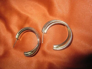 Vintage Gold & Silver Tone Triple Hoop Earrings - Picture 1 of 9