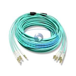 LC-LC MM 4 Strand Armored 10G OM3 Fiber Cable Fiber Optic Jumper Patch Cord 50M - Afbeelding 1 van 8