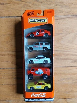 1998 Matchbox 5 Car Gift Pack Coca-Cola Mattel Wheels New In Box - Image 1 of 2