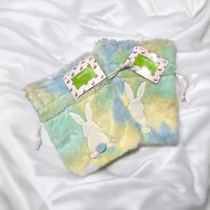 Set of 2 Easter Holiday Fuzzy Colorful Tie-Dye Gift Treat Bags Brand New - Picture 1 of 1