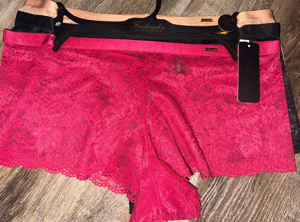 Fredericks Of Hollywood Women's Boyshort Underwear Panties 3-Pair All Lace ~ 3XL - Image 1 of 4