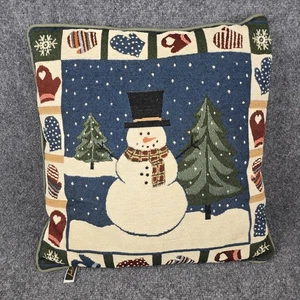 Muñeco de Nieve Mitones Invierno Tapiz Almohada 16x16 Navidad Decoración Vacacional - Imagen 1 de 10