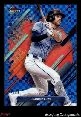 2025 Finest Blue Checkerboard Refractor #204 Brandon Lowe 23/49 RAYS - Image 1 of 2