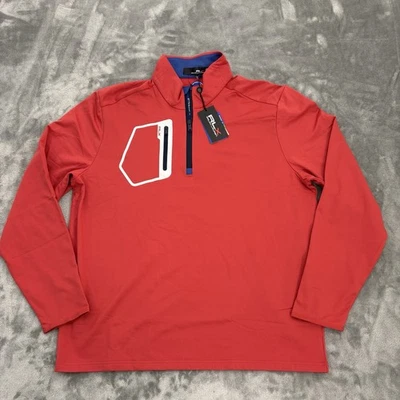 Pullover RLX Ralph Lauren para Hombres XL Rojo Cuarto Cremallera Absorbente Golf Elastizado Polar Foto 1 de 4