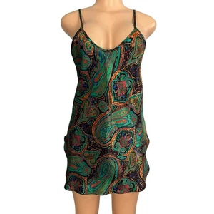 California Dynasty Damen Vintage Paisley grün Slip Größe Small - Bild 1 von 9