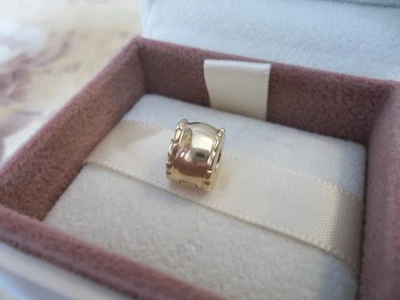 Genuine Authentic Pandora 14ct Yellow Gold Beveled Clip Charm 750256 - Image 1 of 4