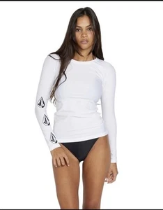 Volcom Women's Long-Sleeve Rash-Guard Cover-Up (S, White) - Picture 1 of 5