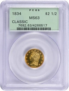 1834 $2.50 Gold Classic Head MS63 PCGS - Picture 1 of 4