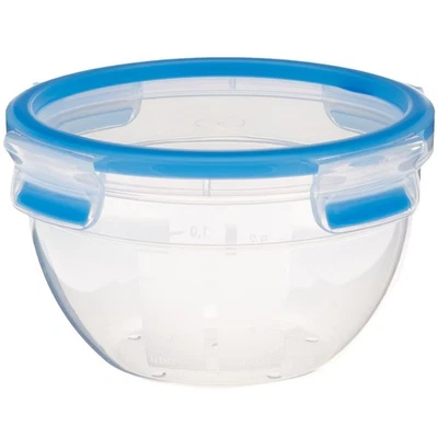 Emsa 1.1 Litre Clip & Close Round Fresh Holding Box, Transparent/Red, 35 x 25 x  - Image 1 of 4