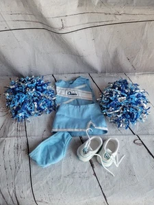 American Girl Truly Me Blue Cheer Outfit Pom Pom Top Skirt Underwear Sneakers - Picture 1 of 6
