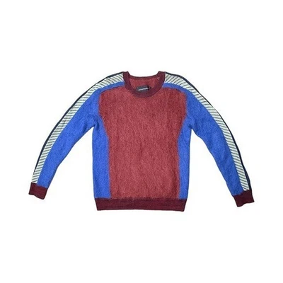 Спортивный опрятный свитер из смеси мохера Malene Birger бордовый/синий с круглым вырезом Amonga - Изображение 1 из 4