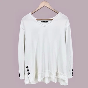 Lulu B Layered Hem Long Sleeve Shirt Sz XL White Button Accents Raw Hem Relaxed - Picture 1 of 16