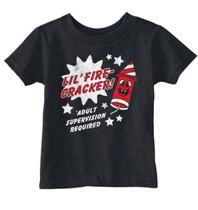 Toddler Funny T Shirts Lil Fire Cracker Sarcastic Fourth Of July Graphic Novelty - Picture 1 of 7