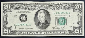 1981A $20 Federal Reserve Note Error Misaligned Treasury Seal Rare Bill - Picture 1 of 5