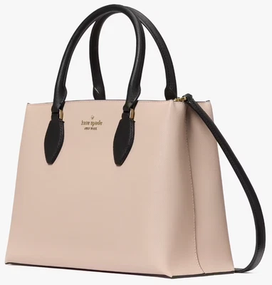 Bolso Cartera Kate Spade Rae Cálido Beige Negro Borde Saffiano KK992 NUEVO CON ETIQUETAS Cartera $399 F Foto 1 de 4
