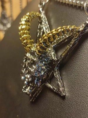 Herren Pentagramm Halskette in Silber Hexen Gothic Dämonenkopf Teufelsanbeter - Bild 1 von 4