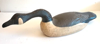 Señuelo de ganso tallado en madera vintage arte popular primitivo tallado en madera 19" Foto 1 de 4