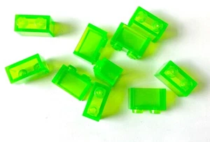 10x LEGO® Stein 1x2 ohne Mittelpin 3065 NEU Transparent Hell-Grün - Bild 1 von 1