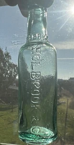 Botella antigua Holbrook & Co azul-verde 7,25"" de alto - Imagen 1 de 7