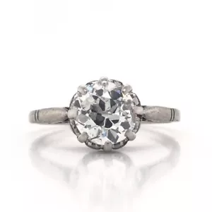 1.15 CARAT F SI2 OLD MINE CUT DIAMOND ANTIQUE VICTORIAN ENGAGEMENT RING PLATINUM - Picture 1 of 2