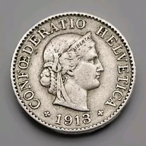 1913 Switzerland 5 Rappen Old World Coin KM 26 (stk120) - Picture 1 of 3