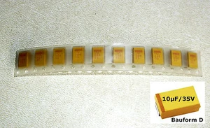 10 Stück SMD Tantal Kondensatoren 10 µF / 35 V - Bauform D (M4509) - Picture 1 of 2