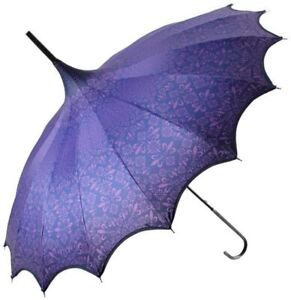 Boutique Strong Umbrella Patterned Pagoda Scalloped Edge Purple All Occasions