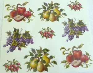 Collections Inc Fruit Decals Apples Pears Cherries Grapes 5 sheets 45 Total  - Picture 1 of 8