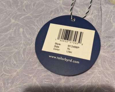 Camisa polo masculina de golfe Tailorbyrd desempenho tamanho XL estampa de folha roxa elástica - Imagem 1 de 4