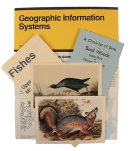Ephemera Lot Vintage Birds Fish Geological Systems and 2 Audobon Postcards - Picture 1 of 6