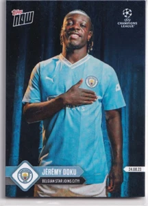 Topps Now 2023 Champions League 3 Jeremy Doku Belgian Star Joins City - Picture 1 of 2
