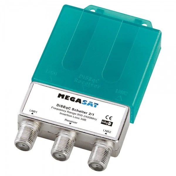 Megasat DiSEqC Interruttore 2/1 2x1 Switch per 2 LNBs.Sat Distributore Protezione Meteo - Immagine 1 di 1