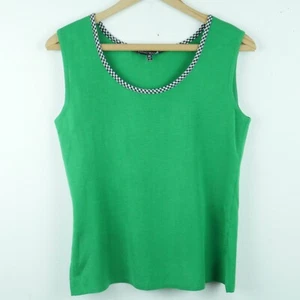 Ming Wang XS Top Sleeveless Shell Knit Kelly Green Gingham Office Career Spring - Picture 1 of 8