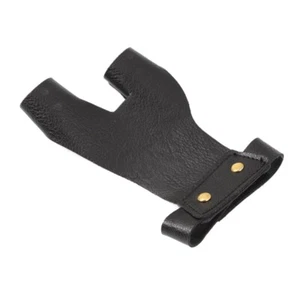 Black Protective 2 Fingers Hand Leathers Guard Glove ArcheryAccessories - Picture 1 of 7