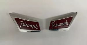 TRIUMPH 614001 & 614002 HERALD 12/50 SALOON ROOF PILLAR BADGES (SHOP SOILED) - Picture 1 of 6