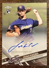 2017 Topps Chrome Auto Josh Hader #RA-JHA RC Rookie Milwaukee Brewers On Card