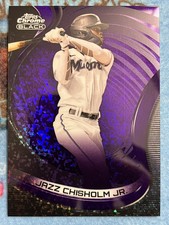 2022 Topps Chrome Black Jazz Chisholm Jr Purple Mini-Diamond Refractor 77/150