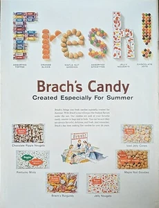 Anuncio estampado Brach's 1960 vintage surtido, turrones ondulados, turrones de gelatina, mentas - Imagen 1 de 1