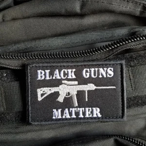 BLACK GUNS MATTER TATICAL HOOK&LOOP PATCH EMBROIDERED DARK OPS WHITE BADGE - Picture 1 of 3