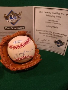 Maury Wills Autographed Baseball COA MLB Dodgers  - Picture 1 of 7