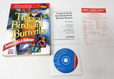Tropical Birds and Butterflies Screen Savers & Wallpaper PC Big Box CD COMPLETE! - Image 1 of 4