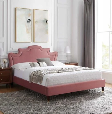 Cama King Modway Neena Performance Velvet em Dusty Rose - Imagem 1 de 4